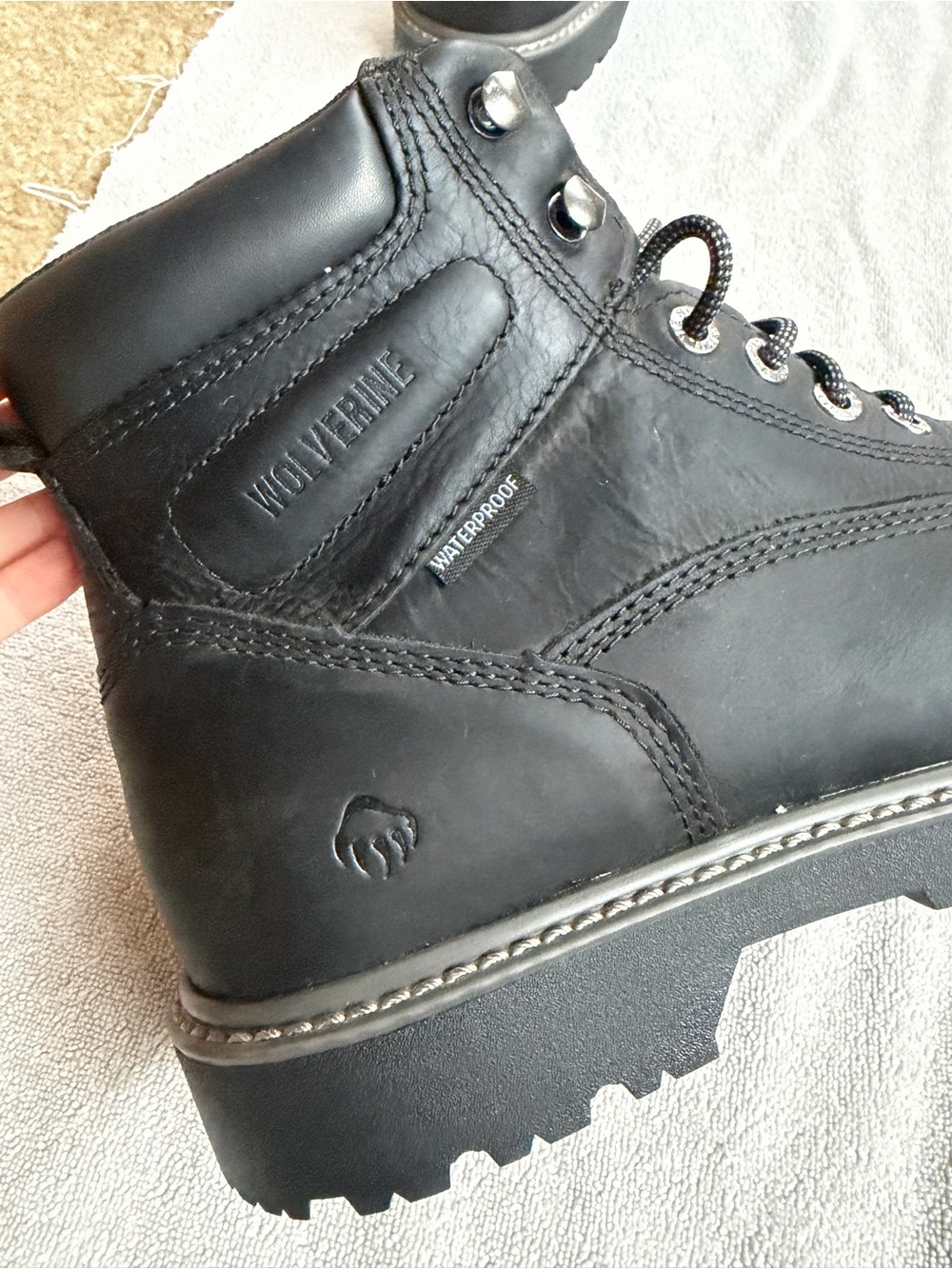 Wolverine Black Leather Waterproof Work Boot